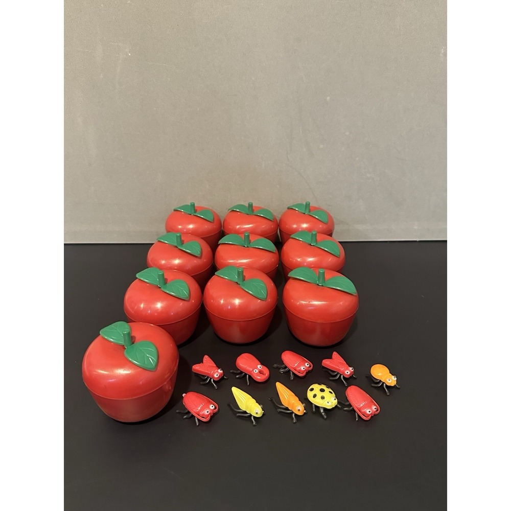 Plastic Red Apples‎ Party Fun Toy & Bugs